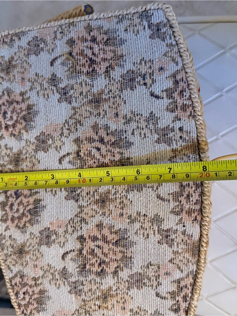 Vintage Penney's Fashion Wicker Sewing Basket with Floral Lid Cottagecore